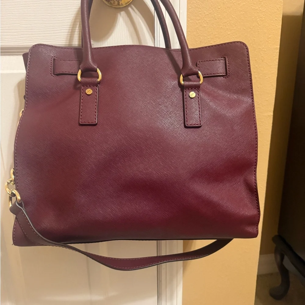 Micheal Kors - Wine  Large Saffiano Leather Tote & matching wallet bundle!